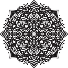 mandala black and white spiritual symbol and pattern with ornament and black and white background