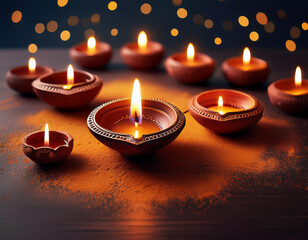 Diwal most important festival of hindu culture know for festivale of light.Earthen diya made in traditional method with clay .Made in India 