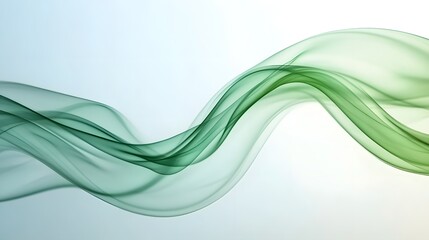 Obraz premium Elegant Green Fluid Waves Flowing Upward in Abstract 3D Visualization
