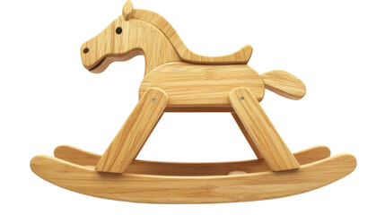 Wooden rocking horse toy, isolated on transparent background
