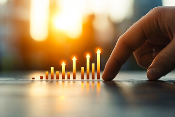 Hand Interacting with Ascending Bar Graph Projection