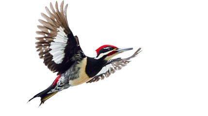 Woodpecker flying, isolated on transparent background