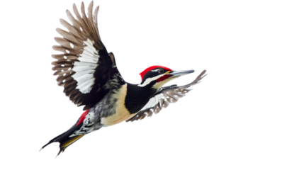 Woodpecker flying, isolated on transparent background