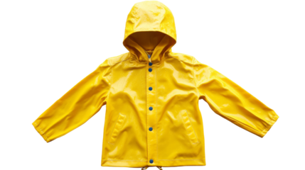 Yellow raincoat, isolated on transparent background