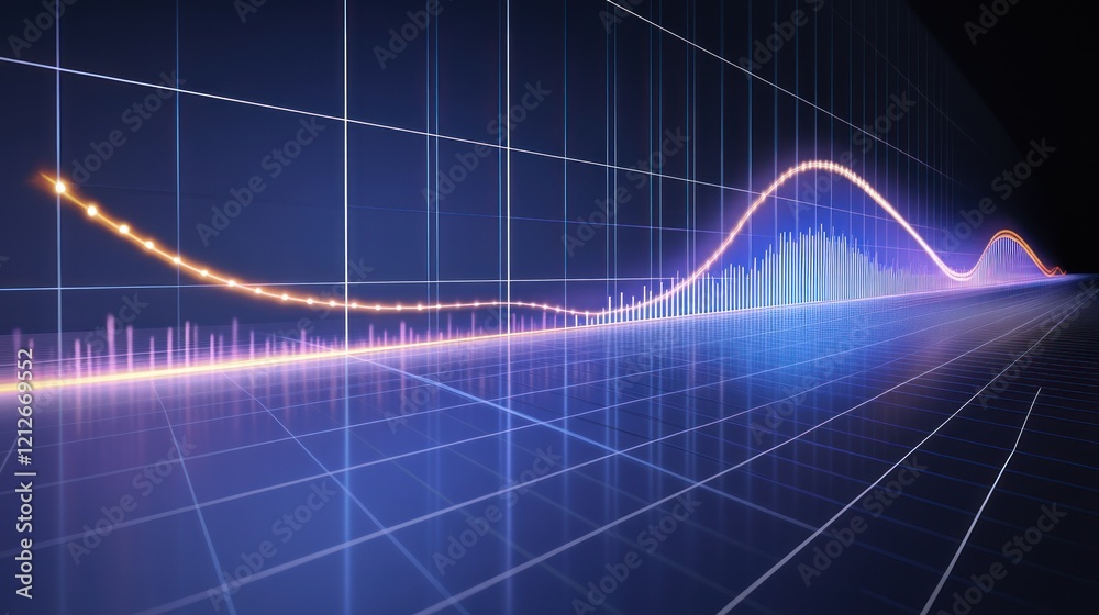 Poster Abstract Glowing Lines Graph Data Visualization