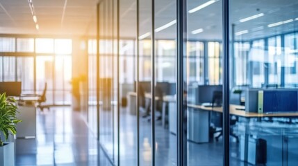 Modern Office Interior Glass Partition Sunlight View