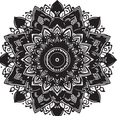 mandala black and white spiritual symbol and pattern with ornament and black and white background