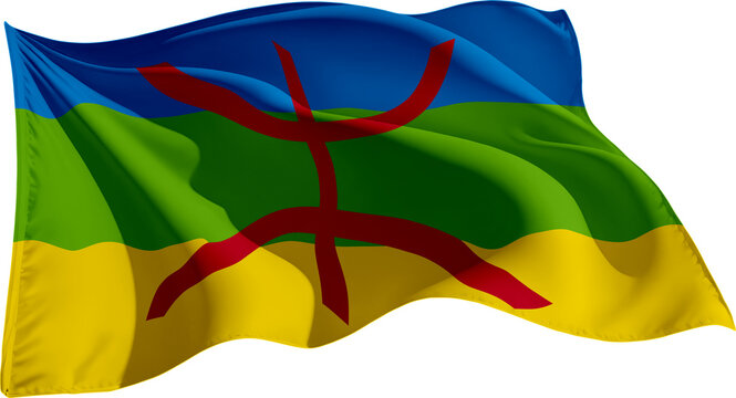 waving flag of Berber, national symbol, transparent background