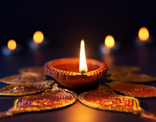 Diwal most important festival of hindu culture know for festivale of light.Earthen diya made in traditional method with clay .Made in India 