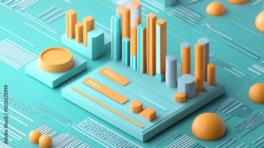 Aufkleber Abstract Geometric Data Visualization Displaying Growth Trends