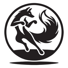 Fox Fighting Silhouette Logo Art Illustration