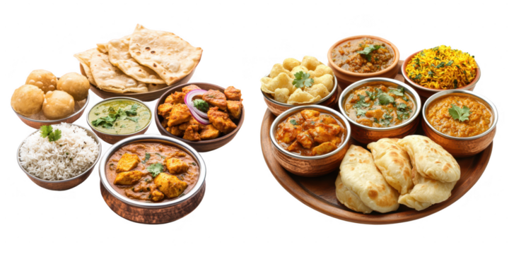 Indian food isolated 3d mockup curry, Biryani etc. without background using for India culture purpose.