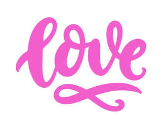 Love Word Hand Written Lettering Valentines Day