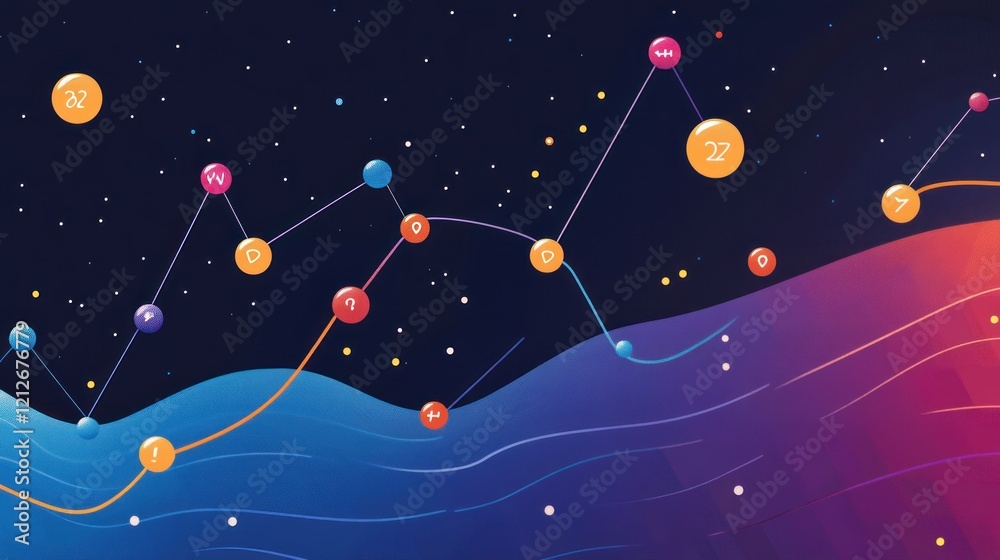 Poster Abstract Data Visualization Colorful Nodes And Lines