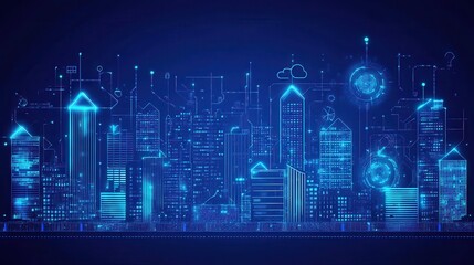 Fototapeta premium Futuristic Cityscape Digital Architectural Design