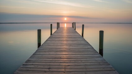 Fototapeta premium Tranquil sunrise over wooden pier