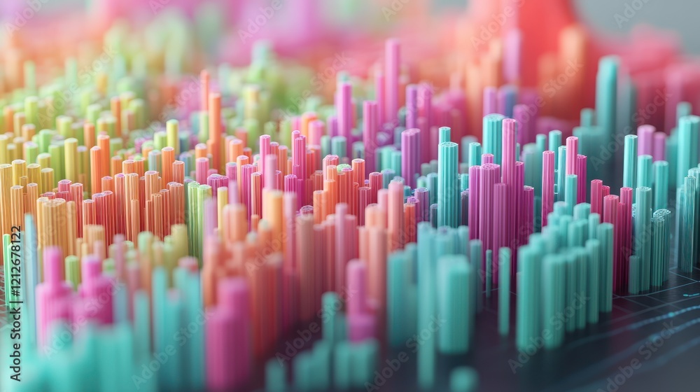Poster Abstract Colorful Cylindrical Structures in a 3D Render