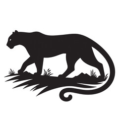a silhouette of a panther vector art illustration