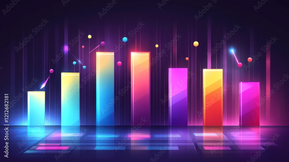 Poster Abstract Neon Bar Graph Data Visualization Design