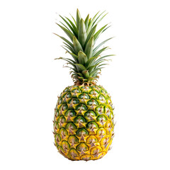 Fototapeta premium Tropical Delight: A vibrant and juicy pineapple stands alone, with its spiky crown pointing upwards, capturing the essence of exotic sweetness.