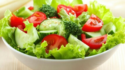 Fresh Vegetable Salad in a White Bowl
