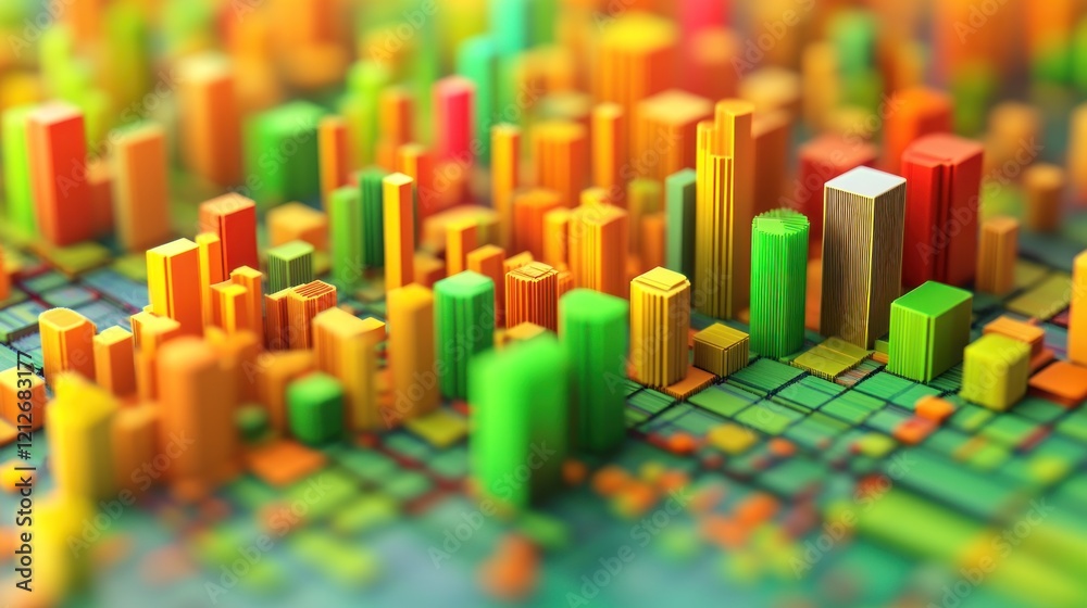 Poster Abstract Colorful Cityscape Block Structures Design