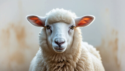 Fototapeta premium Adorable sheep on a white background. Farm animals