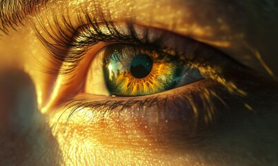 Close up of an eye showing technology and metaverse concept