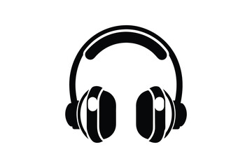 Headphones Silhouette, Headphones icon isolated on white background, audio device  