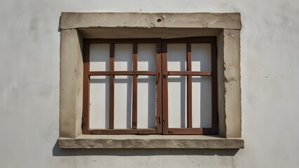 Obraz premium An ancient barred window on a white wall