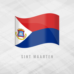 3d illustration Blowing flag of Sint Maarten. Vector flag of Sint Maarten on Grey Background Symbol of Sint Maarten.