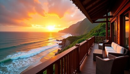 Fototapeta premium Stunning California Sunset with Panoramic Views of the Sparkling Pacific Ocean