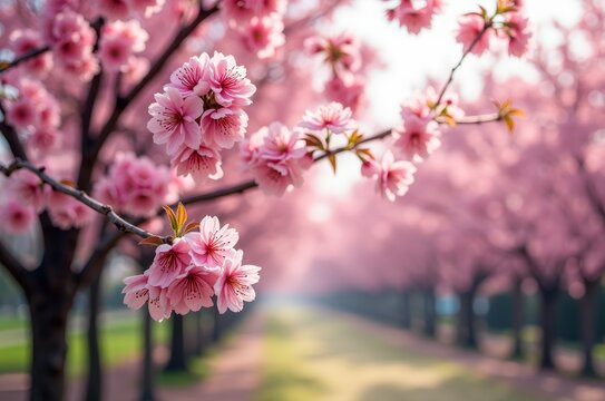 Vibrant pink blossoms in full bloom