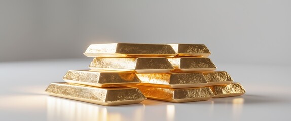 Illuminated gold bars symbolizing prosperity financial future concept studio macro view wealth visualization.