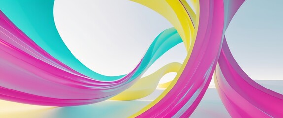 Fototapeta premium Modern abstract image with sleek curving lines in vibrant colors.