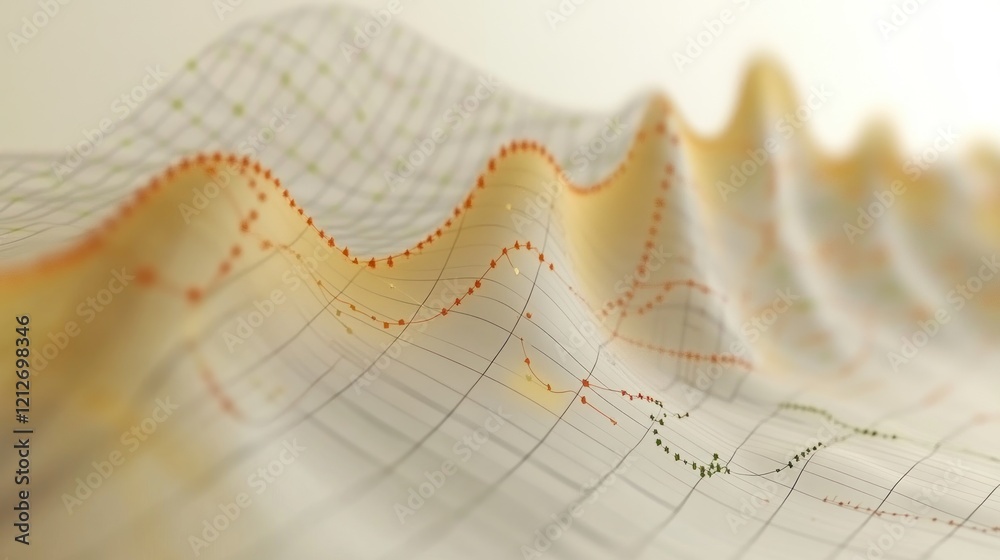 Poster Abstract Data Visualization Showing Wavy Lines and Grid