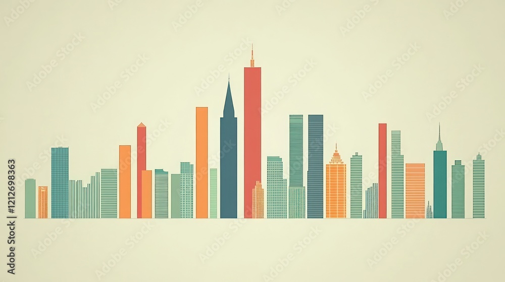 Poster stylized cityscape skyline modern building architecture design