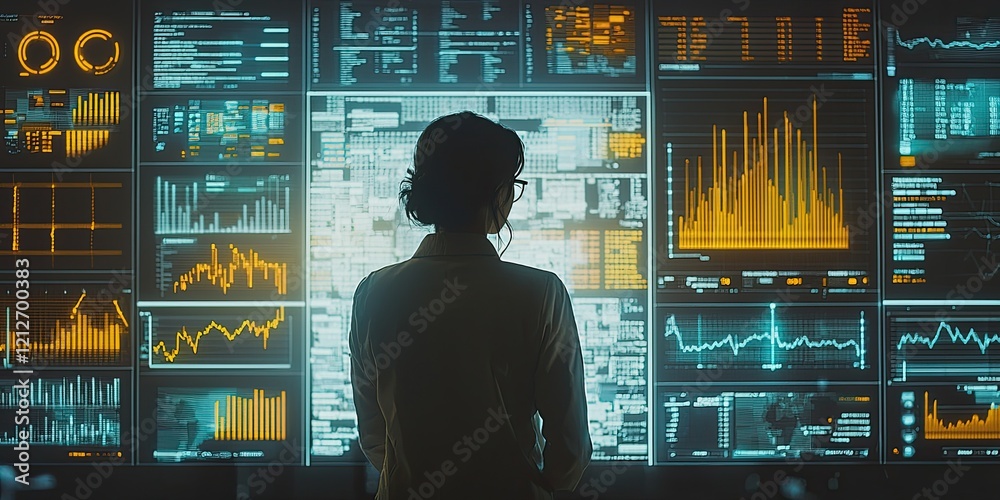 Leinwandbilder financial analyst reviewing inflation data on a digital platform, with clear visualizations of histo