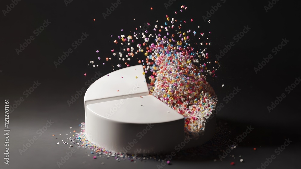 Poster Colorful Confetti Exploding From Pie Chart