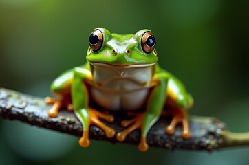 Obraz premium The green tree frog, also known as the American green tree frog, is a species of frog native to eastern North America