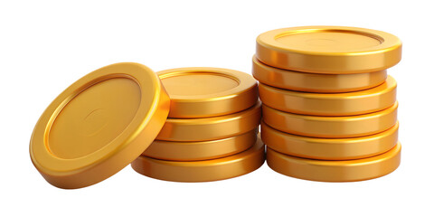 3D Cartoon Style Gold Coin Stack Icon: Vector Illustration of Wealth, Finance, and Currency Design