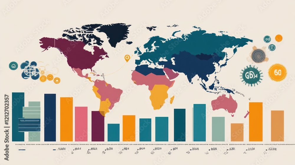 Poster Global Data Visualization Showing Geographic Data Distribution