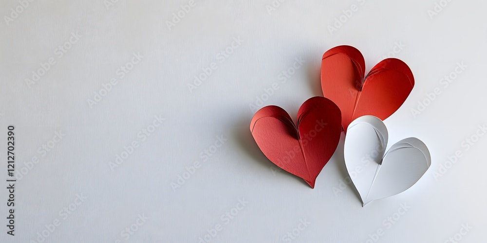 Wall mural  paper heart on white  background