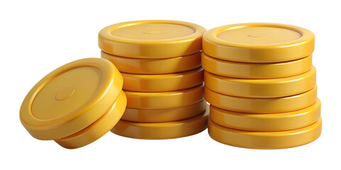 3D Cartoon Style Gold Coin Stack Icon: Vector Illustration of Wealth, Finance, and Currency Design