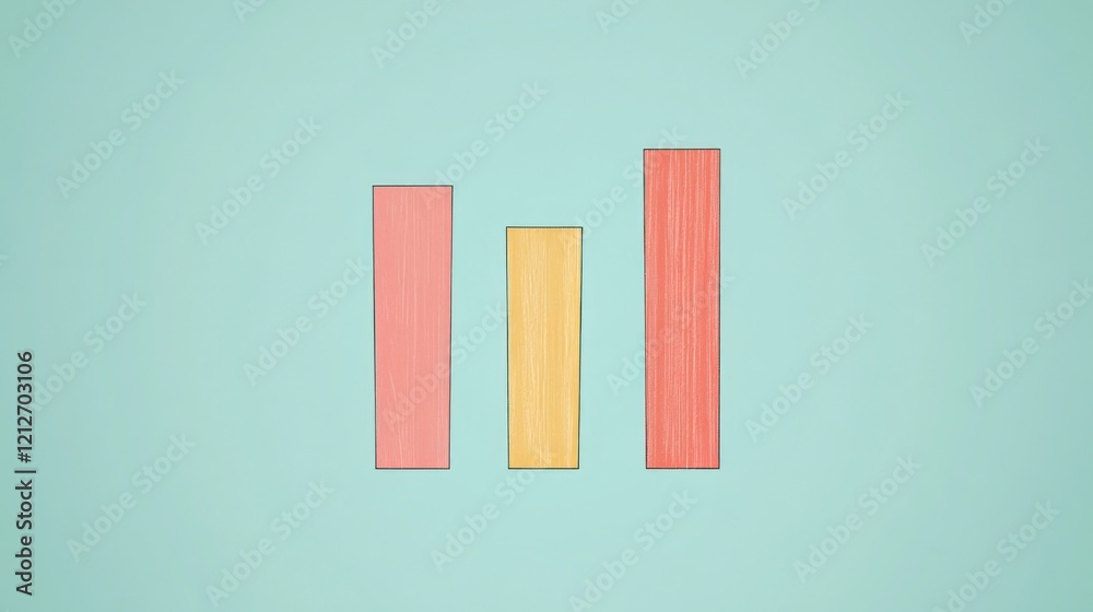 Poster Three Colorful Vertical Bars Display Data Graphically
