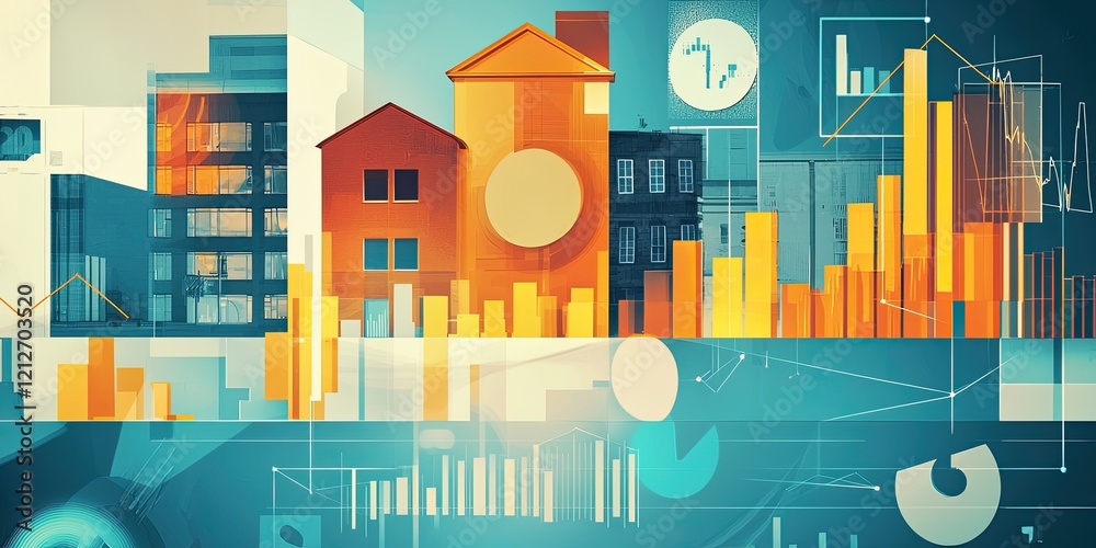 Poster infographic illustrating how interest rates affect various economic sectors, with clear visual repre