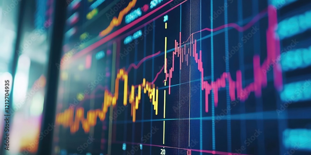 Poster financial presentation on financial planning, featuring colorful charts and in-depth analysis in an 