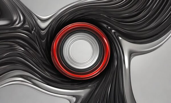 Alternating sinusoidal waves of bold red and jet black, layered with a subtle gradient glow to add a 3D effect