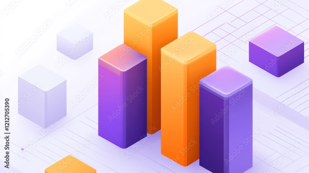 Aufkleber Abstract Isometric Cubes Representing Data Visualization