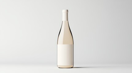3d mockup Minimalist 3D Representation of a Wine Bottle Featuring a Simple White Label in Soft Lighting